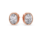 Load image into Gallery viewer, Bezel Stud Earring Oval Diamond