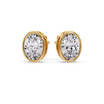 Load image into Gallery viewer, Bezel Stud Earring Oval Diamond