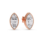 Load image into Gallery viewer, Bezel Stud Earring One Carat Marquise Diamond