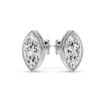 Load image into Gallery viewer, Bezel Stud Earring One Carat Marquise Diamond