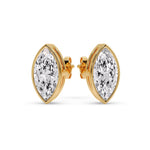 Load image into Gallery viewer, Bezel Stud Earring One Carat Marquise Diamond