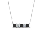 Load image into Gallery viewer, 5-stone-princess-cut-bar-pendant-with-black-diamond-in--FDPD8413GBLACK-NL-WG