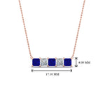 Load image into Gallery viewer, 5-stone-princess-cut-diamond-bar-pendant-with-blue-sapphire-in-FDPD8413GSABL-NL-RG