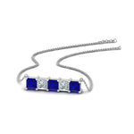 Load image into Gallery viewer, 5-stone-princess-cut-diamond-bar-pendant-with-blue-sapphire-in--FDPD8413GSABL-NL-WG