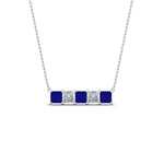 Load image into Gallery viewer, 5-stone-princess-cut-diamond-bar-pendant-with-blue-sapphire-in--FDPD8413GSABL-NL-WG