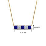 Load image into Gallery viewer, 5-stone-princess-cut-diamond-bar-pendant-with-blue-sapphire-in--FDPD8413GSABL-NL-YG