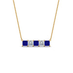 Load image into Gallery viewer, 5-stone-princess-cut-diamond-bar-pendant-with-blue-sapphire-in--FDPD8413GSABL-NL-YG