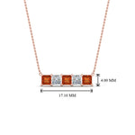 Load image into Gallery viewer, 5-stone-princess-cut-diamond-bar-pendant-with-orange-sapphire-in-FDPD8413GSAOR-NL-RG