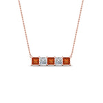 Load image into Gallery viewer, 5-stone-princess-cut-diamond-bar-pendant-with-orange-sapphire-in-FDPD8413GSAOR-NL-RG