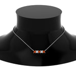 Load image into Gallery viewer, 5-stone-princess-cut-diamond-bar-pendant-with-orange-sapphire-in--FDPD8413GSAOR-NL-WG