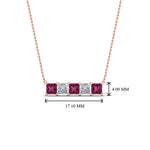 Load image into Gallery viewer, 5-stone-princess-cut-diamond-bar-pendant-with-pink-sapphire-in-FDPD8413GSADRPI-NL-RG