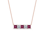 Load image into Gallery viewer, 5-stone-princess-cut-diamond-bar-pendant-with-pink-sapphire-in-FDPD8413GSADRPI-NL-RG