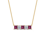 Load image into Gallery viewer, 5-stone-princess-cut-diamond-bar-pendant-with-pink-sapphire-in--FDPD8413GSADRPI-NL-YG