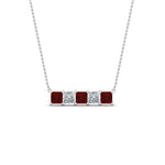 Load image into Gallery viewer, 5-stone-princess-cut-diamond-bar-pendant-with-ruby-in--FDPD8413GRUDR-NL-WG