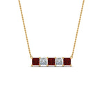 Load image into Gallery viewer, 5-stone-princess-cut-diamond-bar-pendant-with-ruby-in--FDPD8413GRUDR-NL-YG