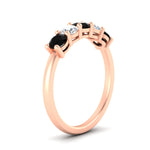 Load image into Gallery viewer, 5-stone-round-cut-1-carat-diamond-and-black-diamond-wedding-band-in-rose-gold-FDENS141ROBGBLACKANGLE2-1.00CT-NL-RG
