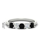 Load image into Gallery viewer, 5-stone-round-cut-1-carat-diamond-and-black-diamond-wedding-band-in-white-gold-FDENS141ROBGBLACK-1.00CT-NL-WG-HW