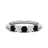 Load image into Gallery viewer, 5-stone-round-cut-1-carat-diamond-and-black-diamond-wedding-band-in-white-gold-FDENS141ROBGBLACK-1.00CT-NL-WG