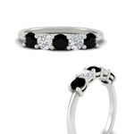Load image into Gallery viewer, 5-stone-round-cut-1-carat-diamond-and-black-diamond-wedding-band-in-white-gold-FDENS141ROBGBLACKANGLE3-1.00CT-NL-WG