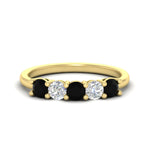 Load image into Gallery viewer, 5-stone-round-cut-1-carat-diamond-and-black-diamond-wedding-band-in-yellow-gold-FDENS141ROBGBLACK-1.00CT-NL-YG