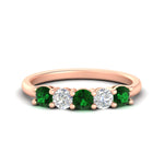 Load image into Gallery viewer, 5-stone-round-cut-1-carat-diamond-and-emerald-wedding-band-in-rose-gold-FDENS141ROBGEMGR-1.00CT-NL-RG