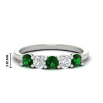 Load image into Gallery viewer, 5-stone-round-cut-1-carat-diamond-and-emerald-wedding-band-in-white-gold-FDENS141ROBGEMGR-1.00CT-NL-WG-HW
