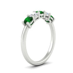 Load image into Gallery viewer, 5-stone-round-cut-1-carat-diamond-and-emerald-wedding-band-in-white-gold-FDENS141ROBGEMGRANGLE2-1.00CT-NL-WG