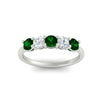 Load image into Gallery viewer, 5-stone-round-cut-1-carat-diamond-and-emerald-wedding-band-in-white-gold-FDENS141ROBGEMGRANGLE5-1.00CT-NL-WG
