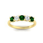 Load image into Gallery viewer, 5-stone-round-cut-1-carat-diamond-and-emerald-wedding-band-in-yellow-gold-FDENS141ROBGEMGRANGLE5-1.00CT-NL-YG