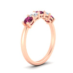 Load image into Gallery viewer, 5-stone-round-cut-1-carat-diamond-and-pink-sapphire-wedding-band-in-rose-gold-FDENS141ROBGSADRPIANGLE2-1.00CT-NL-RG