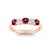 Load image into Gallery viewer, 5-stone-round-cut-1-carat-diamond-and-pink-sapphire-wedding-band-in-rose-gold-FDENS141ROBGSADRPIANGLE5-1.00CT-NL-RG