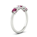 Load image into Gallery viewer, 5-stone-round-cut-1-carat-diamond-and-pink-sapphire-wedding-band-in-white-gold-FDENS141ROBGSADRPIANGLE2-1.00CT-NL-WG