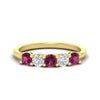 Load image into Gallery viewer, 5-stone-round-cut-1-carat-diamond-and-pink-sapphire-wedding-band-in-yellow-gold-FDENS141ROBGSADRPI-1.00CT-NL-YG