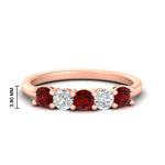 Load image into Gallery viewer, 5-stone-round-cut-1-carat-diamond-and-ruby-wedding-band-in-rose-gold-FDENS141ROBGRUDR-1.00CT-NL-RG-HW