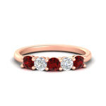 Load image into Gallery viewer, 5-stone-round-cut-1-carat-diamond-and-ruby-wedding-band-in-rose-gold-FDENS141ROBGRUDR-1.00CT-NL-RG