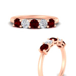 Load image into Gallery viewer, 5-stone-round-cut-1-carat-diamond-and-ruby-wedding-band-in-rose-gold-FDENS141ROBGRUDRANGLE3-1.00CT-NL-RG