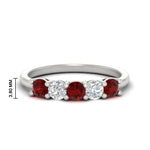 Load image into Gallery viewer, 5-stone-round-cut-1-carat-diamond-and-ruby-wedding-band-in-white-gold-FDENS141ROBGRUDR-1.00CT-NL-WG-HW