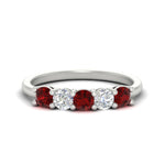 Load image into Gallery viewer, 5-stone-round-cut-1-carat-diamond-and-ruby-wedding-band-in-white-gold-FDENS141ROBGRUDR-1.00CT-NL-WG