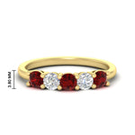 Load image into Gallery viewer, 5-stone-round-cut-1-carat-diamond-and-ruby-wedding-band-in-yellow-gold-FDENS141ROBGRUDR-1.00CT-NL-YG-HW