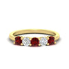 Load image into Gallery viewer, 5-stone-round-cut-1-carat-diamond-and-ruby-wedding-band-in-yellow-gold-FDENS141ROBGRUDR-1.00CT-NL-YG