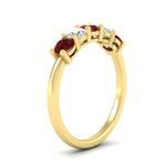 Load image into Gallery viewer, 5-stone-round-cut-1-carat-diamond-and-ruby-wedding-band-in-yellow-gold-FDENS141ROBGRUDRANGLE2-1.00CT-NL-YG