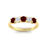 Load image into Gallery viewer, 5-stone-round-cut-1-carat-diamond-and-ruby-wedding-band-in-yellow-gold-FDENS141ROBGRUDRANGLE5-1.00CT-NL-YG