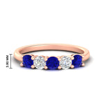 Load image into Gallery viewer, 5-stone-round-cut-1-carat-diamond-and-sapphire-wedding-band-in-rose-gold-FDENS141ROBGSABL-1.00CT-NL-RG-HW