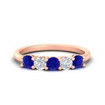 Load image into Gallery viewer, 5-stone-round-cut-1-carat-diamond-and-sapphire-wedding-band-in-rose-gold-FDENS141ROBGSABL-1.00CT-NL-RG