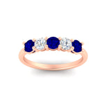 Load image into Gallery viewer, 5-stone-round-cut-1-carat-diamond-and-sapphire-wedding-band-in-rose-gold-FDENS141ROBGSABLANGLE5-1.00CT-NL-RG