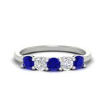 Load image into Gallery viewer, 5-stone-round-cut-1-carat-diamond-and-sapphire-wedding-band-in-white-gold-FDENS141ROBGSABL-1.00CT-NL-WG