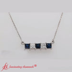 Load image into Gallery viewer, 5 Stone Princess Cut Bar Pendant