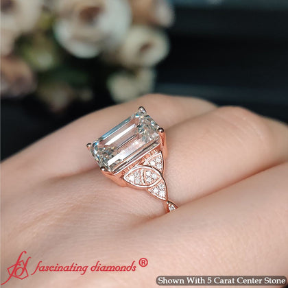 5 Carat Emerald Cut Lab Diamond Big Celtic Ring