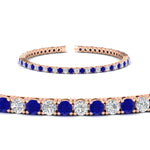 Load image into Gallery viewer, 6-Carat-Round-Diamond-Tennis-Bracelet-With-Blue-Sapphire-In-Rose-Gold-FDBRC8635ROGSABLANGLE2-6.00_20CT-NL-RG