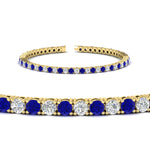Load image into Gallery viewer, 6-Carat-Round-Diamond-Tennis-Bracelet-With-Blue-Sapphire-In-Yellow-Gold-FDBRC8635ROGSABLANGLE2-6.00_20CT-NL-YG